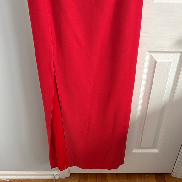 H by Halston Red Orange Maxi Dress Cutout Back Flutter Cape Sleeves Size 4 - Picture 5 of 12